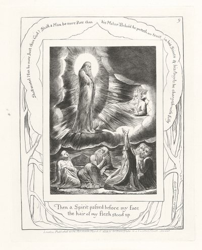 Poi uno spirito passò davanti al mio volto, i capelli della mia carne si rizzarono, 1825 da William Blake